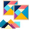 Tokaneit 5 Pezzi Tangram Jigsaw Puzzle in Legno, Puzzle Geometrico Colorato in Legno con Gioco di Riddle Box, Divertenti Giocattoli Educativi Rompicapo di Apprendimento