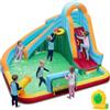 COSTWAY Castello Gonfiabile per Bambini, Scivolo Acquatico Gonfiabile con Piscina, Palline Oceaniche, Parete Arrampicata e Soffiatore 680W, per Bambini 3-12 Anni (Con Soffiatore)