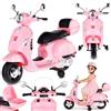 sun baby Moto elettrica per bambini Vespa, Motocicletta con ruote e sedile in plastica, bagagliaio, lettore MP3, presa AUX USD MicroSD (Rosa chiaro)