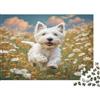MZLPRWGQKTFD Cane Bianco Campo di Fiori Puzzle 1000 Pezzi Puzzle per Adulti Carta Antistress Famiglia Decorazione Regalo 70x50cm/1000pcs