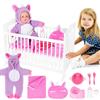 deAO Set Baby Doll con 18" Lettino e 14"Bambole Neonato, Bambola Bebè Set con Bambole Vestiti, Set di Alimentazione e Cura per New Born Baby Dolls, Set di Giochi di Finzione per Ragazze
