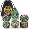 Keller & Weber D&D - Set di 7 dadi D&D, in metallo, con sacchetto regalo, D20 D12 D10(00-90 e 0-9) D8 D6 D4, per DND RPG MTG, verde + rame rosso
