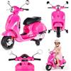 sun baby Moto elettrica per bambini Vespa, Motocicletta con ruote e sedile in plastica, lettore MP3, presa AUX USD MicroSD (Fucsia - senza valigetta)