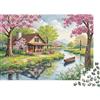 MZLPRWGQKTFD Casetta Paesaggio Primaverile Puzzle 1000 Pezzi Carta per Adulti Barca Sul Fiume Gioco di Puzzle 1000 Pezzi Relax Famiglia 70x50cm/1000pcs