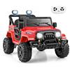 GYMAX Auto Elettrica per Bambini 12V, Jeep Elettrica con Telecomando Parental, Funzione di Avvio Morbido, Sospensione a Molla, Ruote Premium, Veicolo Giocattolo per Ragazzi e Ragazze 3+ Anni (Rosso)