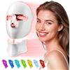 Tinkoola Maschera LED per Viso e Collo, 7 Modalità di Luce, Ricaricabile USB-C, per Casa, Lavoro e Viaggi (Rosa)