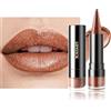 Lestpola Rossetto glitterato metallizzato, rossetto marrone lucido opaco lungo tenuta waterproof, rossetto alto pigmento senza trasferimento, 2 in 1 matita per labbra con glitter e glitter, trucco da donna-01