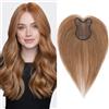 S-noilite Topper Capelli Umani per Donne, 21g Capelli Veri Frangetta Laterale, 27CM Frangia a S Fermaglio per Capello, Capello Umani Toppers con 8x11CM Base in Pizzo per Diradati, Castano Chiaro #6