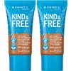Rimmel London 2x Rimmel London Kind & Free Fondotinta Liquido Bio Vegano Cruelty-Free a Lunga Tenuta Nuance 400 Natural Beige - 2 Flaconi da 30ml