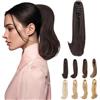 Elailite Extension Coda Capelli Lisci Coda Finta di Cavallo con Pinza Marrone Scuro Quick-clip Ponytail Punte Ondulate 30cm 80g