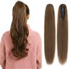 S-noilite Coda Capelli Veri Extension con Clip, 120g Coda Capelli Extension Veri Clip, Extensions per Ponytail di Cavallo Capello Umani, 50CM Marrone Freddo #4
