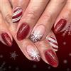 Nymora Press On Unghie Glitter Natale - 24 Pezzi Unghie Falsi Rosse a Fiocchi di Neve da Applicare, Kit Jelly Gel da Indossare - Unghie Artificiali per Donne e Ragazze