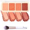 LYSdefeu Set di 4 palette di fard opachi, con pennello, rosa, rosso, arancione, fard in polvere minerale, per contouring, trucco professionale a lunga durata, regalo di bellezza per donne, set 02