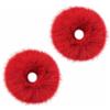 Lusofie 2 Pezzi Corda per Capelli Rosso Pompon Fascia Peluche Scrunchie Finto Coniglio Capelli Bolla Elastico Bambino Fascia Coda di Cavallo Ragazze Accessori