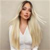 FAVE Parrucca Lace Front Sintetica 13x4 HD, Bionda Ombré Con Mèches | Parrucca lace bionda HD trasparente senza colla. Pre-rasata, fibra termoresistente lunga liscia con mèches 65CM