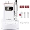 Enniewi Fresa per Unghie Professionale 35000 RPM, Set Manicure Elettrico con Base di Ricarica e 7 Frese, Lima per Unghie Elettrica Portatile Ricaricabile, Trapano Elettrico per Rimozione Gel, Bianco