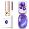 KRISNICE Gelatina Vetro Cat Eye Smalto Semipermanente,15ML Occhi di Gatto Magnetica per Gel Unghie Kit Olografico Glitterato Cristallo Smalti Unghie Salon Home (Blu Cielo Stellato)