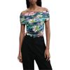 Desigual Maglietta Manica Lunga della Collezione Donna, Verde, L