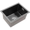 YOICUATGNA Lavello da incasso in acciaio inox, 40 x 30 x 20 cm, con filtro di drenaggio e foro anti-troppopieno, 1 lavandino, per cucina/lavanderia (nero)