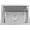 Ecoggeder Lavello da cucina in acciaio inox, lavello da incasso, lavello singolo in acciaio inox, lavello integrato, 1 bacino 40 x 30 cm, con filtro di drenaggio (argento)