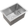 YOICUATGNA Lavello in acciaio inox 40x30x20cm, lavello da incasso con filtro di drenaggio e foro anti-trabocco, lavandino da cucina 1 vasca, per cucina/lavanderia (Argento)