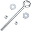 AERZETIX Kit di 6 viti ad occhiello M6x80 mm / 12 dadi M6 / 12 rondelle piatte/acciaio zincato/spessore massimo del supporto 63 mm