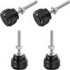 QUARKZMAN 4 Set Manopole Zigrinate con Dadi e Rondelle, Filettatura Metrica M3 x 20 mm, Testa in Plastica 14 mm, Perno in Acciaio Inossidabile 304, Viti a Pressione per Fissaggio, Nero