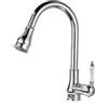 LAKKOAKOAA Rubinetto Cucina Rubinetto Lavello Con Doccetta Estraibile, 2 Modalità, Anticato Vintage Stile Girevole A 360 ° Monocomando Ottone Miscelatore Cucina, Rubinetto Lavello Cucina, Cromo, Argento