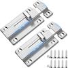 GENSMILE Serratura scorrevole per porta, 2 pezzi, in acciaio inox, con viti, chiavistello di sicurezza per cancello da giardino, bagno, capannoni, WC, deadbolt rinforzato per porte interne (versione grande)