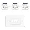 LoraTap Interruttore Luce Wireless 3 Gang, Telecomando con Base Magnetica, Interruttore Wireless Parallelo, Radio Trasmettitore a Parete e 3 Ricevitore a Relè RF 10A 100-250V AC, Bianco