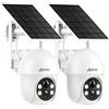 ANRAN 2K Telecamera Wi-Fi Esterno Senza Fili con Pannello Solare, 360° PTZ Videocamera Sorveglianza con Batteria, Rilevamento PIR, Visione Notturna a Colori, Audio Bidirezionale, Alexa, Q01 Bianco 2Pz
