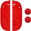 Generico Adatto per Switch 2 per Joy-Con Custodia protettiva in gomma siliconica + cappuccio joystick per Switch2 per Joy-Con Controller Manicotto di protezione (Rosso)