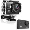 zeroupshop Action camera ultra HD 4K impermeabile con controllo WiFi e filmati stabili per sport all'aria aperta vlogging uso subacqueo nero (nero)