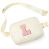 YOOLIFE Marsupio con lettere per bambine, regalo per bambine dai 3, 4, 5, 6, 7, 8, 9, 10, 11, 12 anni, regalo personalizzato per donne, fidanzate, sorelle, mamme, beige., L