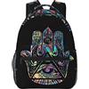 Ahdyr Adulti Leggero Astratto Fatima Hamsa All Seeing Eye Art Zaini Grande capacità Bookbag con spallacci regolabili per Trekking all'aperto Bicicletta