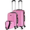 ITACA - Set valigie - Set Valigie Rigide Offerte. Valigia Grande Rigida, Valigia Media Rigida e Bagaglio a Mano. Set di Valigie con Lucchetto Combinazione TSA, Rosa
