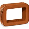 Prite Beauty Case Trasparente Borsa per il Trucchi Pochette Impermeabile per la Toilette da Viaggio Elementi Essenziali e Organizer per Auto con Cerniere (Marrone)