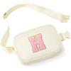 YOOLIFE Marsupio con lettere per bambine, regalo per bambine dai 3, 4, 5, 6, 7, 8, 9, 10, 11, 12 anni, regalo personalizzato per donne, fidanzate, sorelle, mamme, beige., H