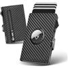 YESIIW Portafoglio Uomo Airtag, Porta Carte di Credito Slim Uomo Schermato RFID, Portacarte Compatto Men's Air tag Wallet con Portamonete Capacità Porta Tessere per 12 Carte & 2 Finestra ID, Carbon Nero