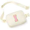YOOLIFE Marsupio con lettere per bambini e bambine, regalo per ragazze 3 4 5 6 7 8 9 10 11 12 anni, personalizzato per adolescenti regali per donne fidanzate sorelle mamma, beige., I