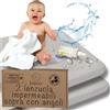 Bisoo Lenzuolo Impermeabile Lettino Bambino 80x130 - Lenzuolo Coprimaterasso Con Angoli 100% Jersey OEKO-TEX - Set 2 Lenzuola Impermeabili Grigie 130 x 80 cm