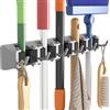 Lifewit Portascope da Muro Appendibile, Porta Scope e Mocio Parete, Supporto Parete per Organizer Scopa Facile da Installare per Armadio, Garage, 5 slot 6 Ganci, Grigio