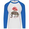 Fruit of the Loom Maglietta Baseball A Maniche Lunghe Da Uomo Acquerello Zebra E Albero