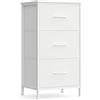 SONGMICS BELLAH Collezione - Cassettiera con 3 Cassetti in Tessuto, Acciaio, MDF, Tessuto Non Tessuto, per Camera da Letto, Armadio, Corridoio e Soggiorno, Bianco Nuvola e Bianco Neve LGS313WH01