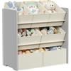 SONGMICS Scaffale per Bambini, Scaffale per Giocattoli, Libreria per Bambini, con 7 Contenitori in Tessuto Non Tessuto, per Camera dei Bambini, Spazioso, 29,5 x 62,5 x 60 cm, Grigio Tortora GKR034G10