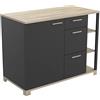 Demeyere Laboratorio Mobile Basso 1 PO/3T L120 Atelier, Legno Ingegnerizzato, Rovere Kronberg e Nero Opaco, 1 200 x 600 x 924 mm