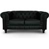 Menzzo Contemporain divano 2 coperti 80 x 157 x 72 cm, Legno, nero, L157 x P80 x H72 cm