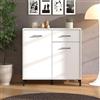 Dmora Credenza Funaraa 93x40x90h cm Bianco 2 Ripiani un Cassetto, Madia 2 Ante