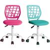 FurnitureR 2pcs Home Office Chair, Ergonomic Regolabile Height Swivel Rolling, Sedia Computer per la casa, L'Ufficio e Lo Studio, Metallo, Rosa Turchese, 38.5CM x40CM x75-87CM