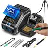 HKOORLAMULS DWS-200 Stazione saldante stagno,200W Saldatore a stagno con 2 Helping Hands,100-450°C,Modalità Valore temperatura+Curva,Standby intelligente,Schermo TFT a colori da 2,8″ (3 punte per saldatore F210)